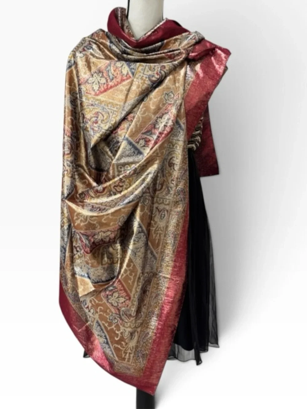 Extra Large Metallic Wrap Shall Scarf 55x52